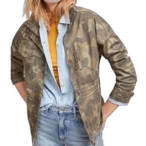 Marrakech Anthropologie Womens Taupe Brown Camo LS Anorak Utility Jacket Size XS